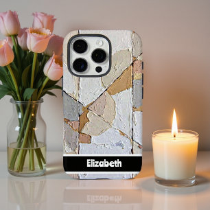 Texturiertes Impasto Neutral Mosaik Smartphone iPhone 16 Pro Hülle