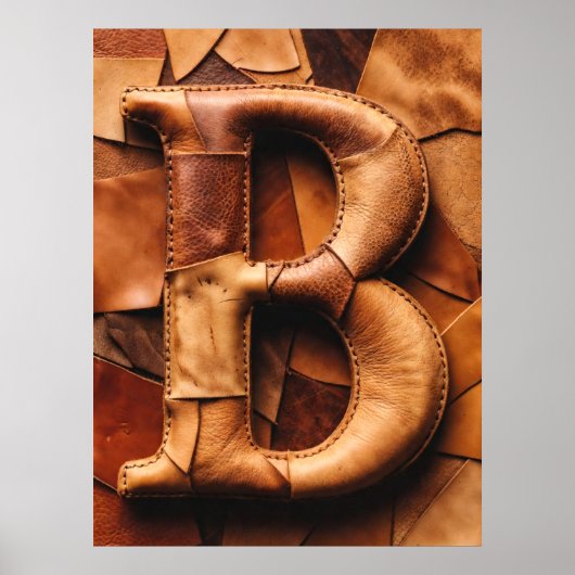 Texturiertes Leder-Patchwork „B“ Monogramm Poster (Vorne)