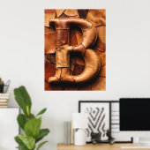 Texturiertes Leder-Patchwork „B“ Monogramm Poster (Heimbüro)