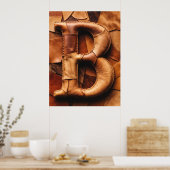 Texturiertes Leder-Patchwork „B“ Monogramm Poster (Küche)