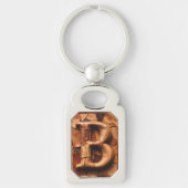 Texturiertes Leder-Patchwork „B“ Monogramm Schlüsselanhänger (Vorderseite)