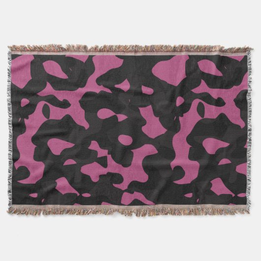 Texturiertes rosa und schwarzes Tarnmuster abstrak Decke (Vorderseite)