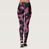 Texturiertes rosa und schwarzes Tarnmuster abstrak Leggings (Rückseite)