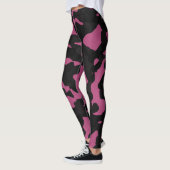 Texturiertes rosa und schwarzes Tarnmuster abstrak Leggings (Links)