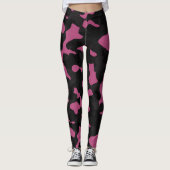 Texturiertes rosa und schwarzes Tarnmuster abstrak Leggings (Vorderseite)