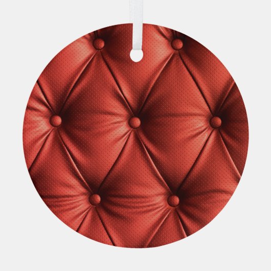 Texturiertes Rotes Leder: Detailliertes Material N Ornament Aus Glas (Rückseite)