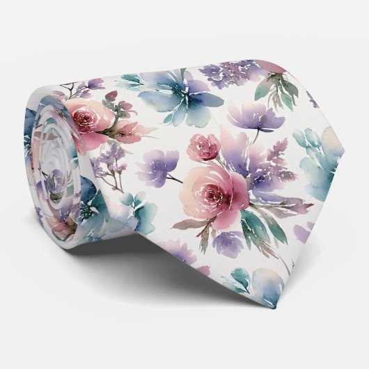 Texturiertes Wasserfarben-Gradient-Blumenmuster Krawatte (Gerollt)