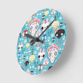 Texturlachskull Runde Wanduhr (Winkel)