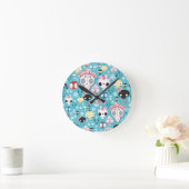 Texturlachskull Runde Wanduhr (Zuhause)