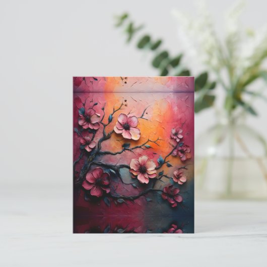 Texturlackierte Kirschbühne Feiertagskarte (Stehend Vorderseite)