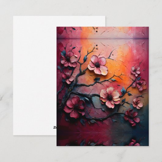 Texturlackierte Kirschbühne Feiertagskarte (Vorne/Hinten)