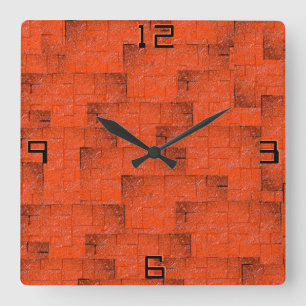 Texturmosaik, das wie eine Wand aus Ziegeln aussie Quadratische Wanduhr