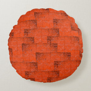Texturmosaik, das wie eine Wand aus Ziegeln aussie Rundes Kissen