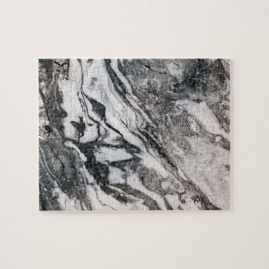 Texturmuster aus schwarzem und weißem Marmor Puzzle (Horizontal)