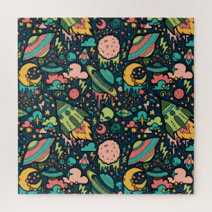 Texturmuster Außerirdischen Raketen Raum Puzzle