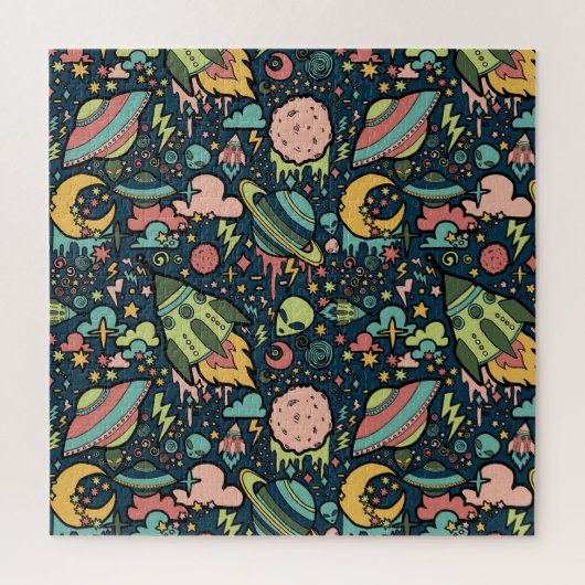 Texturmuster Außerirdischen Raketen Raum Puzzle (Vertikal)