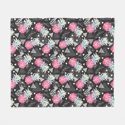 Texturrisches Ananas-Muster Fleecedecke (Vorderseite (Horizontal))