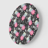 Texturrisches Ananas-Muster Große Wanduhr (Winkel)