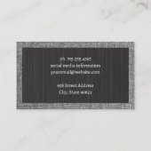 Texturschwarz | Stoffgrau Muster Visitenkarte (Rückseite)