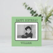 Textvorlage für Fotos, grün Einladung (Stehend Vorderseite)