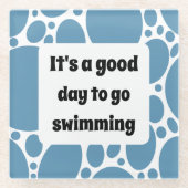 Textvorlage und blaues Muster Glasuntersetzer (Vorderseite)