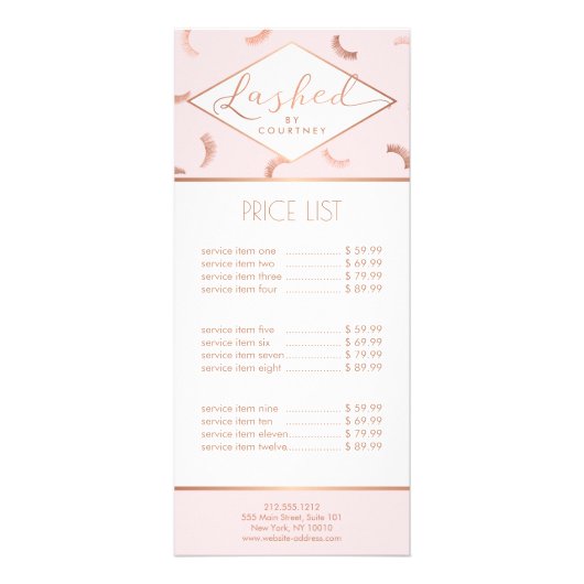 Textzeilen Muster Pink/Rose Gold Werbekarte (Vorne)