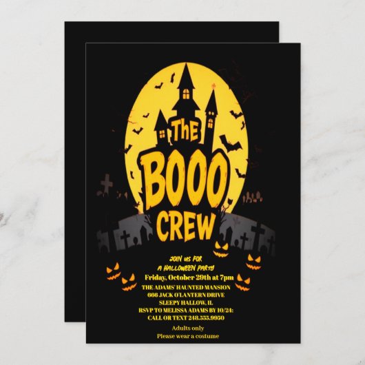 TF Boo Crew Halloween-Party Einladung (Vorne/Hinten)