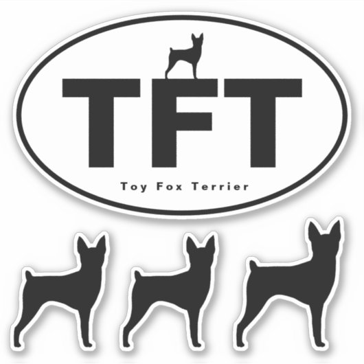 TFT Toy Fox Terrier Silhouetten Vinyl Sticker Set (Vorderseite)