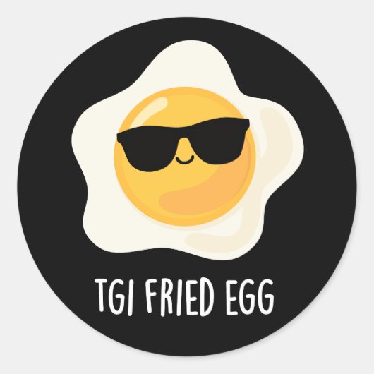TGI Fried Egg Funny Food Pub Dark BG Runder Aufkleber (Vorderseite)