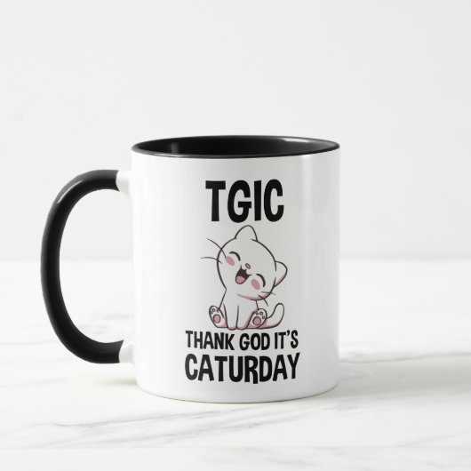 TGIC Gott sei Dank ist Caturday Tasse (Links)