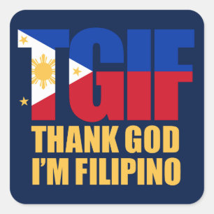 TGIF Filipino mit philippinischer Flagge Quadratischer Aufkleber