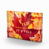 TGIF Zitat Gott sei Dank Herbst Herbst-Blätter Fotoblock (Rechts)