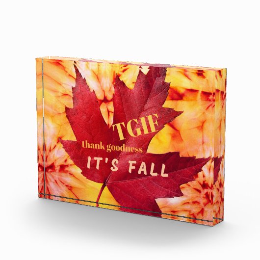TGIF Zitat Gott sei Dank Herbst Herbst-Blätter Fotoblock (Rechts)
