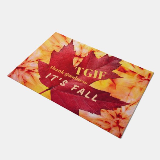 TGIF Zitat Gott sei Dank Herbst Herbst-Blätter Fußmatte (Schrägansicht)