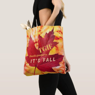 TGIF Zitat Gott sei Dank Herbst Herbst-Blätter Tasche