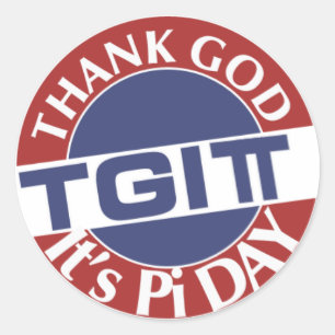 TGIPi Gott sei Dank sein i Day 3.14 Rot/Blau Logo Runder Aufkleber