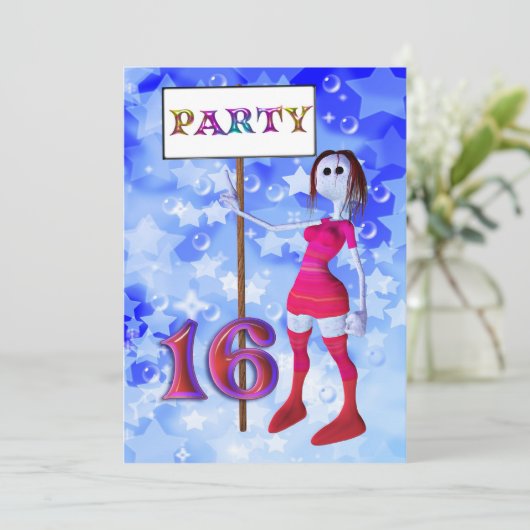 th Birthday party sign board invitation Einladung (Stehend Vorderseite)