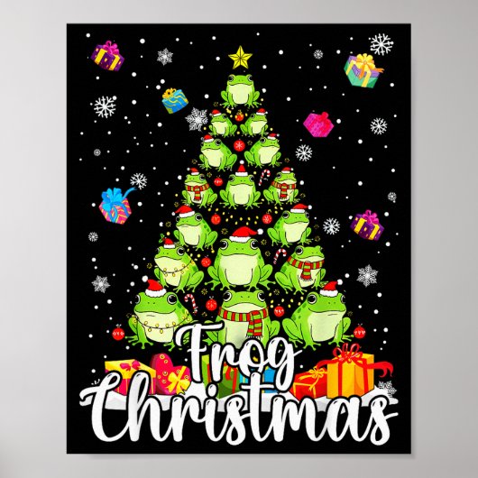 Th Cute Frog Christmas Tree Pajama Matching Costum Poster (Vorne)
