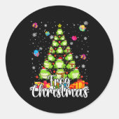 Th Cute Frog Christmas Tree Pajama Matching Costum Runder Aufkleber (Vorderseite)