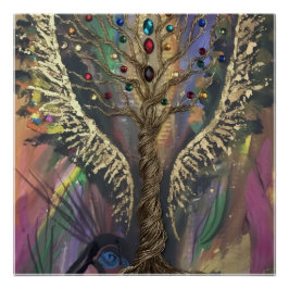 Th Divine Tree Of Life celestial wings and jewels  Poster
