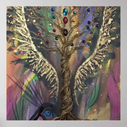 Th Divine Tree Of Life celestial wings and jewels  Poster (Vorne)