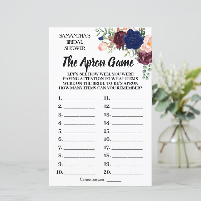 Tha Schürze Brautparty Spiel Englisch Spanisch (Stehend Vorderseite)