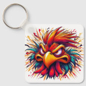 "Thad Mad Rooster" Double Sided Aluminum Keychain Schlüsselanhänger (Vorderseite)