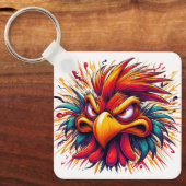 "Thad Mad Rooster" Double Sided Aluminum Keychain Schlüsselanhänger (Vorderseite)
