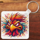 "Thad Mad Rooster" Double Sided Aluminum Keychain Schlüsselanhänger (Rückseite)