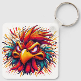 "Thad Mad Rooster" Double Sided Aluminum Keychain Schlüsselanhänger