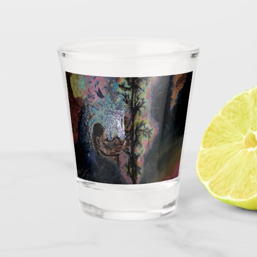 Thaddeus & Crimson Malerei Design Schnapsglas (Vorderseite)