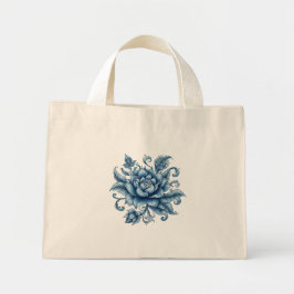Thai Blue Lotus, Thai Art, Thai Design, thailändis Mini Stoffbeutel