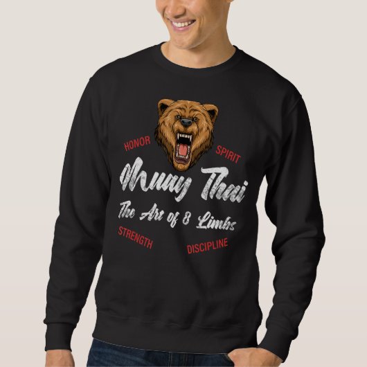 Thai Boxing Kickboxing Muay Thai Bear Sweatshirt (Vorderseite)