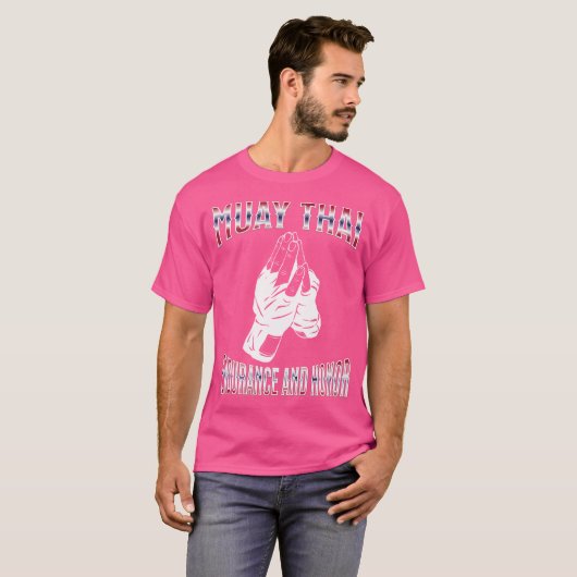 Thai Boxing Muay Thai Ausdauer und Ehre Muay Tha T-Shirt (Vorne ganz)